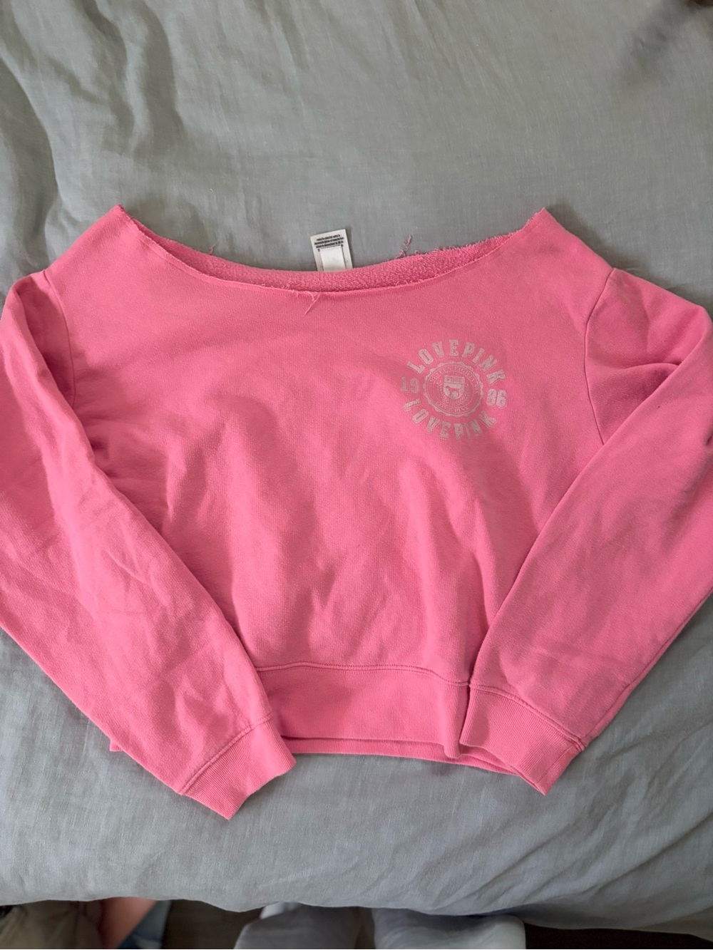 PINK Victoria's Secret Bright Pink Crewneck Sweatshirt with Logo